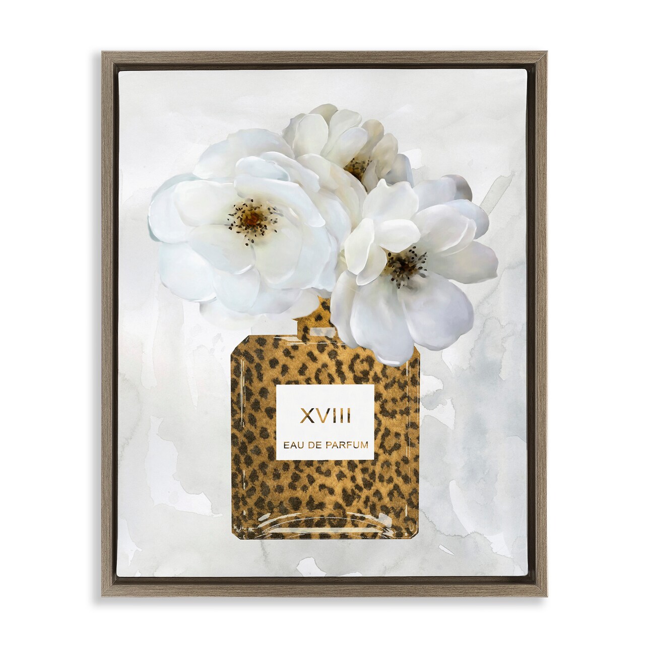 Stupell Industries Leopard Pattern Perfume Bottle Framed Floater Canvas Wall Art